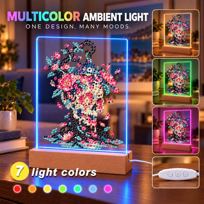 Blossom Skull on Twisted Roots (Light-Up Pearl Painting)
