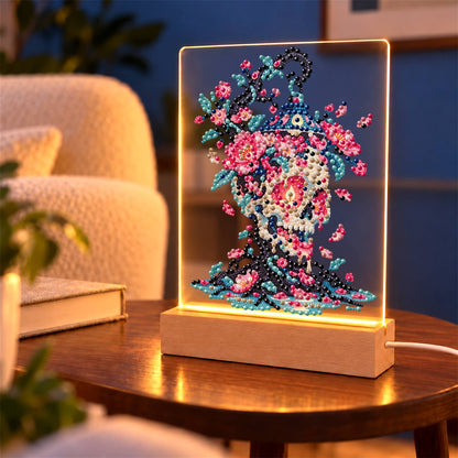 Blossom Skull on Twisted Roots (Light-Up Pearl Painting)