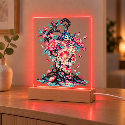 Blossom Skull on Twisted Roots (Light-Up Pearl Painting)