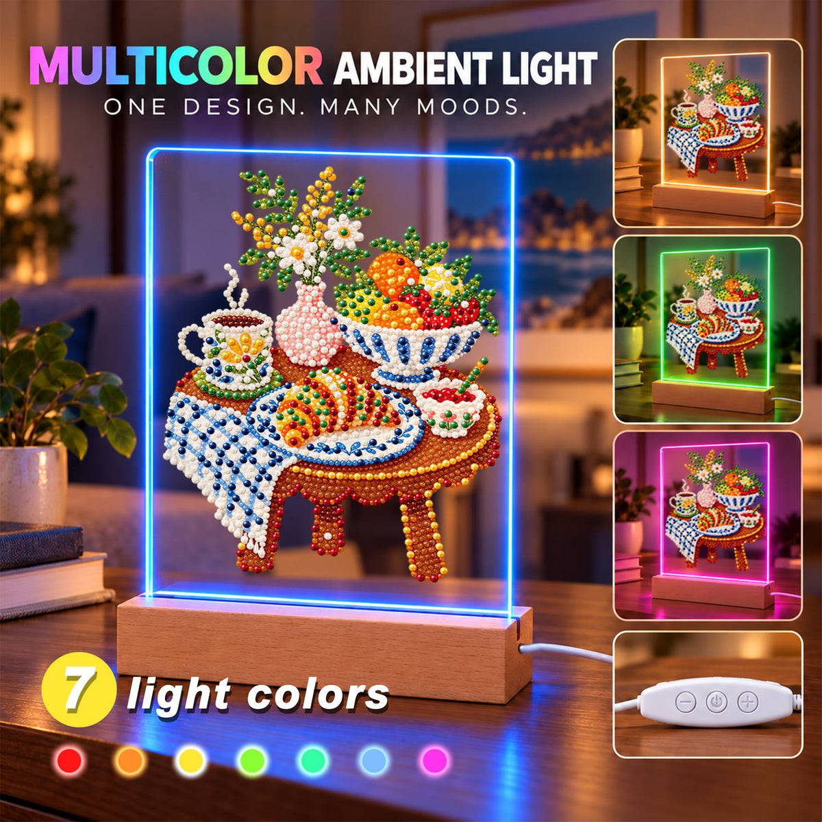 Croissant Breakfast on Gingham (Light-Up Pearl Painting)