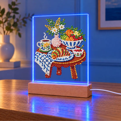 Croissant Breakfast on Gingham (Light-Up Pearl Painting)
