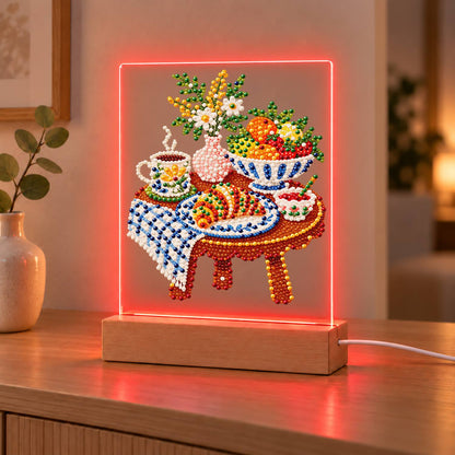 Croissant Breakfast on Gingham (Light-Up Pearl Painting)