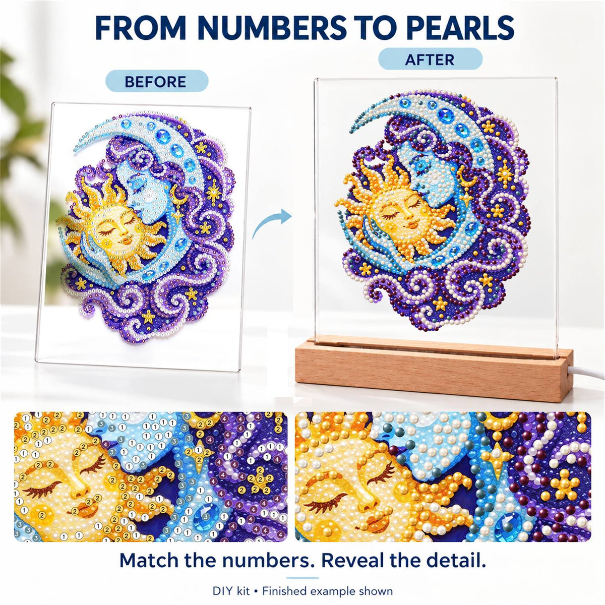 Sleeping Sun in the Moon's Embrace (Light-Up Pearl Painting)