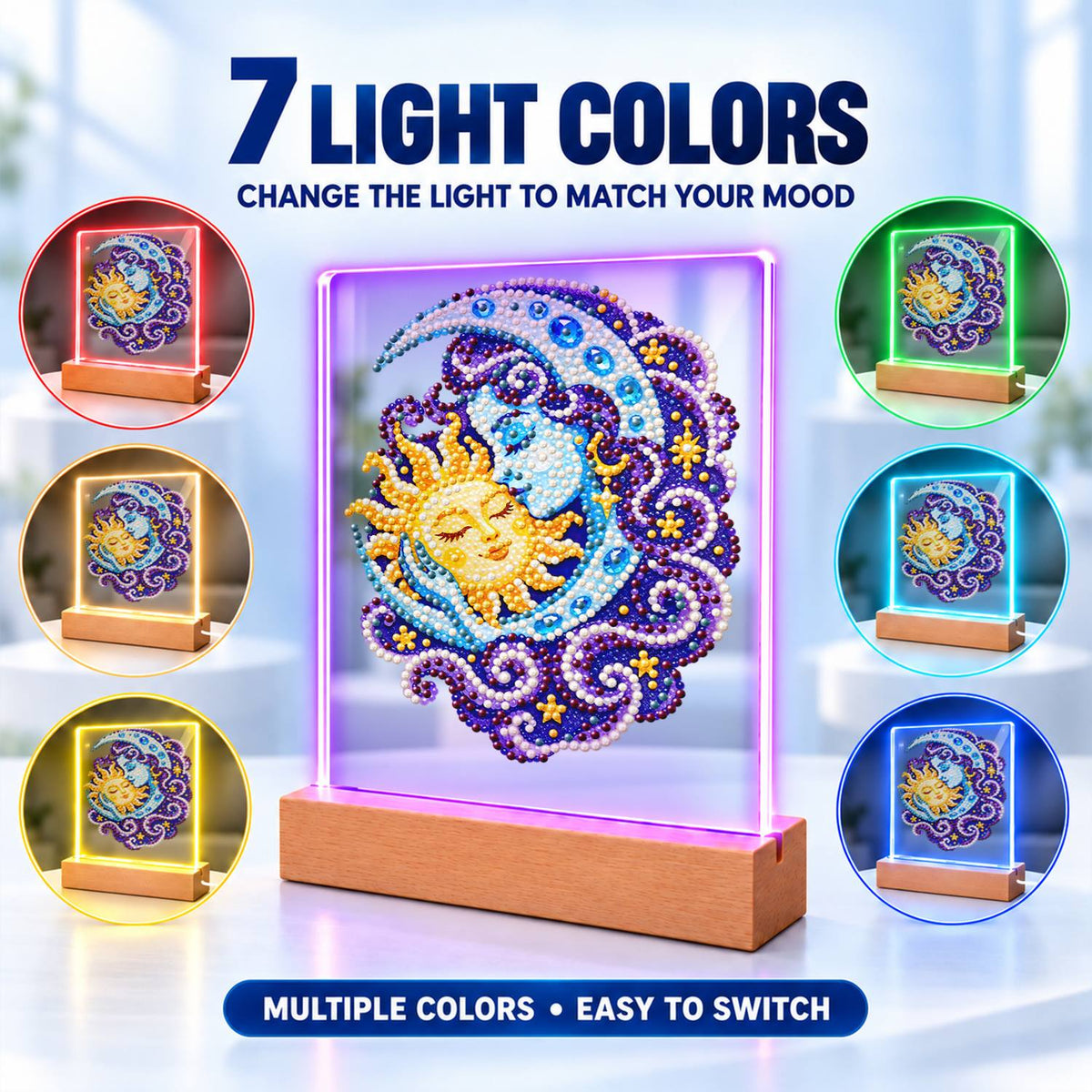 Sleeping Sun in the Moon's Embrace (Light-Up Pearl Painting)
