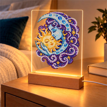 Sleeping Sun in the Moon's Embrace (Light-Up Pearl Painting)