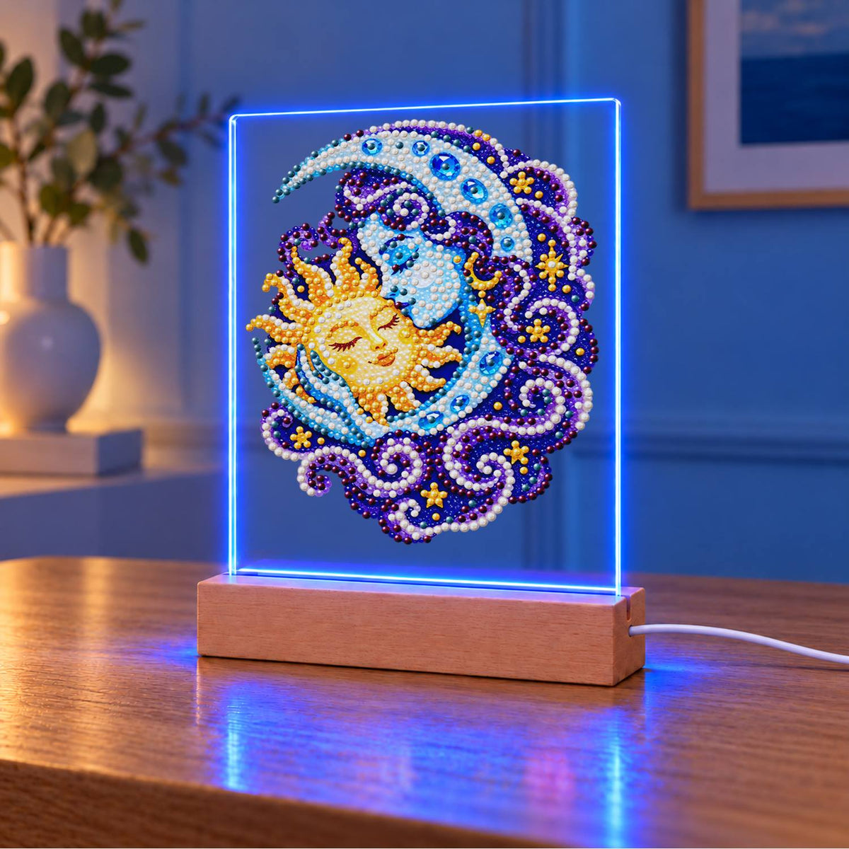 Sleeping Sun in the Moon's Embrace (Light-Up Pearl Painting)