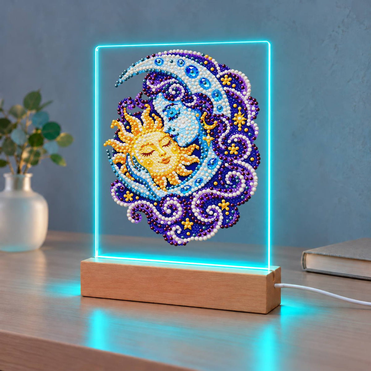 Sleeping Sun in the Moon's Embrace (Light-Up Pearl Painting)