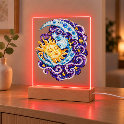Sleeping Sun in the Moon's Embrace (Light-Up Pearl Painting)