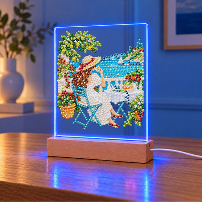 Lemon Tree Terrace by the Bay (Light-Up Pearl Painting)