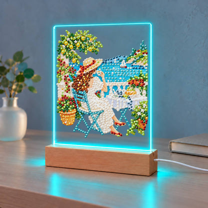Lemon Tree Terrace by the Bay (Light-Up Pearl Painting)
