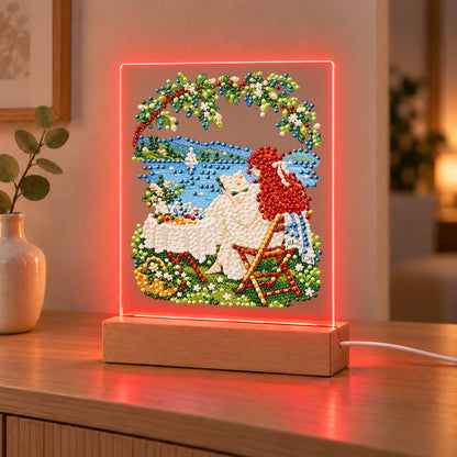 Lakeside Lounge Under a Leafy Arch (Light-Up Pearl Painting)