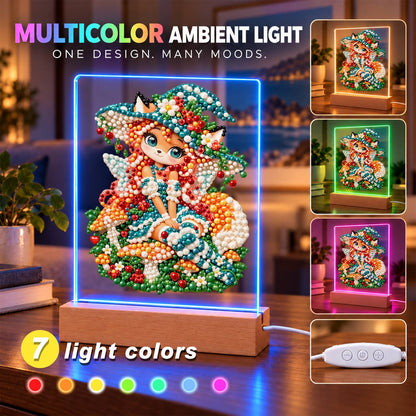 Red-Haired Fox Girl and Toadstools (Light-Up Pearl Painting)