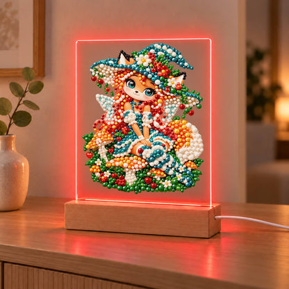 Red-Haired Fox Girl and Toadstools (Light-Up Pearl Painting)