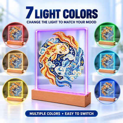 Gold and Blue Koi Yin-Yang (Light-Up Pearl Painting)