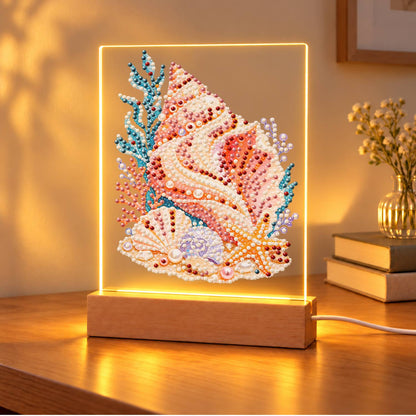 Peach Conch with a Starfish (Light-Up Pearl Painting)