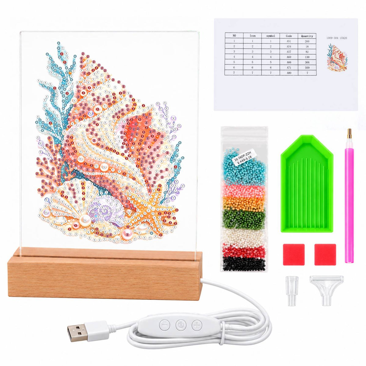Peach Conch with a Starfish (Light-Up Pearl Painting)