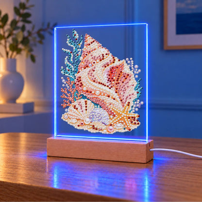 Peach Conch with a Starfish (Light-Up Pearl Painting)
