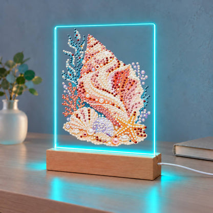 Peach Conch with a Starfish (Light-Up Pearl Painting)