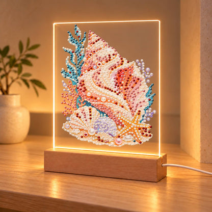 Peach Conch with a Starfish (Light-Up Pearl Painting)
