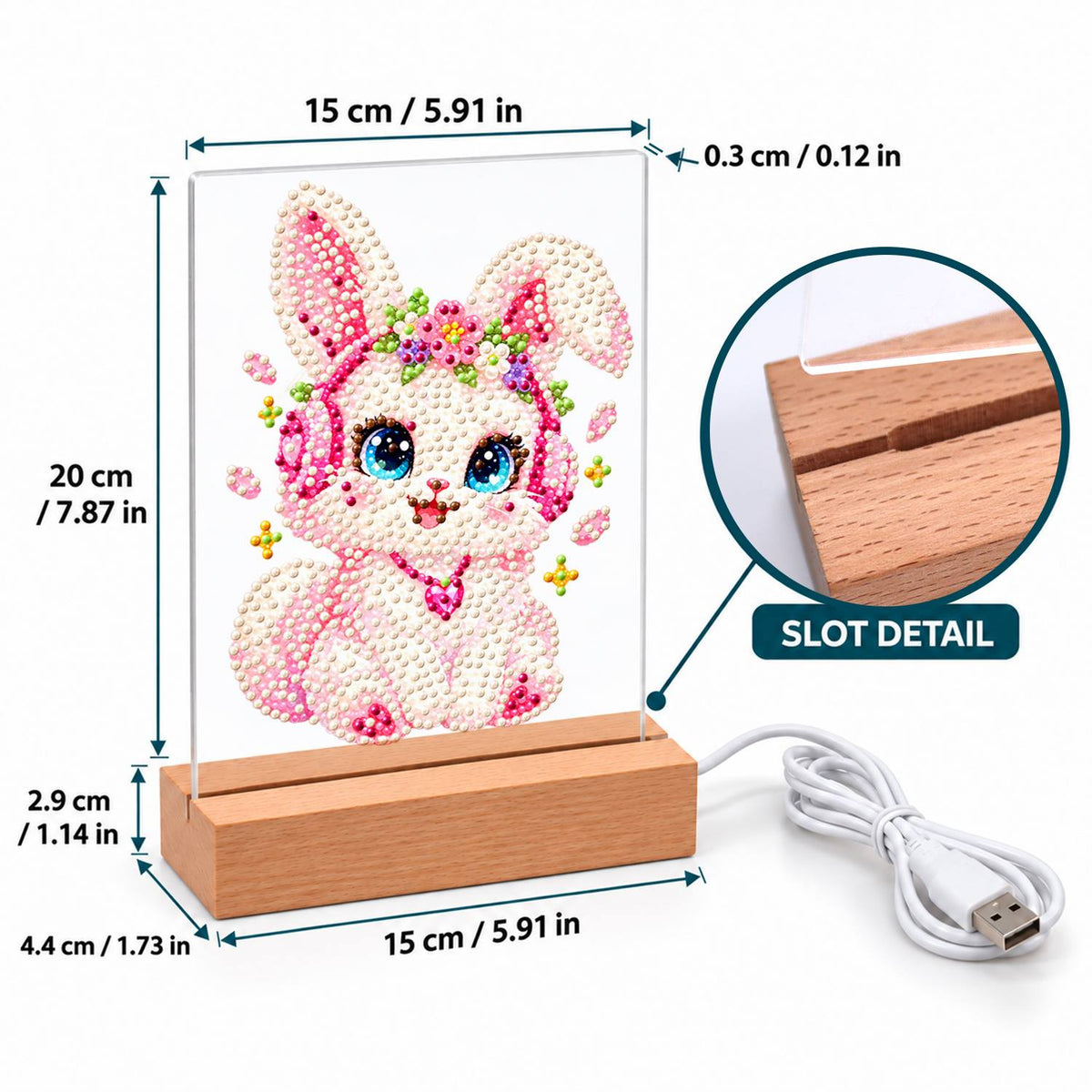 Flower-Crowned Bunny in Headphones (Light-Up Pearl Painting)