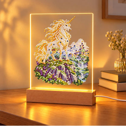 Unicorn on a Lavender Hillside (Light-Up Pearl Painting)