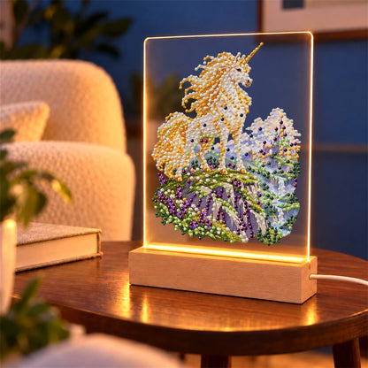 Unicorn on a Lavender Hillside (Light-Up Pearl Painting)