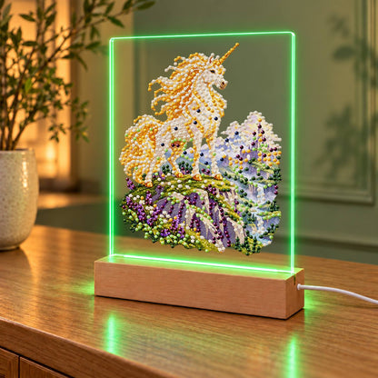 Unicorn on a Lavender Hillside (Light-Up Pearl Painting)