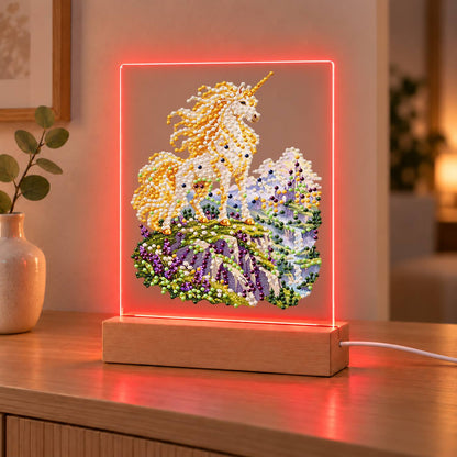 Unicorn on a Lavender Hillside (Light-Up Pearl Painting)