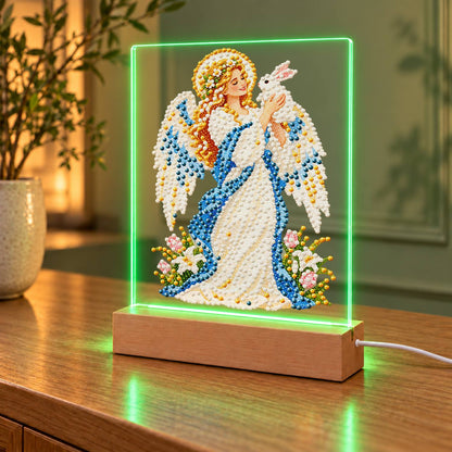 Haloed Angel with a White Dove (Light-Up Pearl Painting)