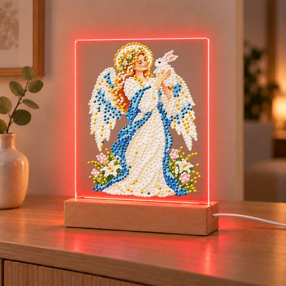 Haloed Angel with a White Dove (Light-Up Pearl Painting)