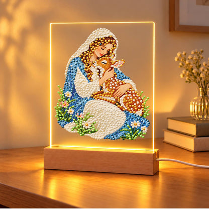 Veiled Maiden Hugging a Fawn (Light-Up Pearl Painting)