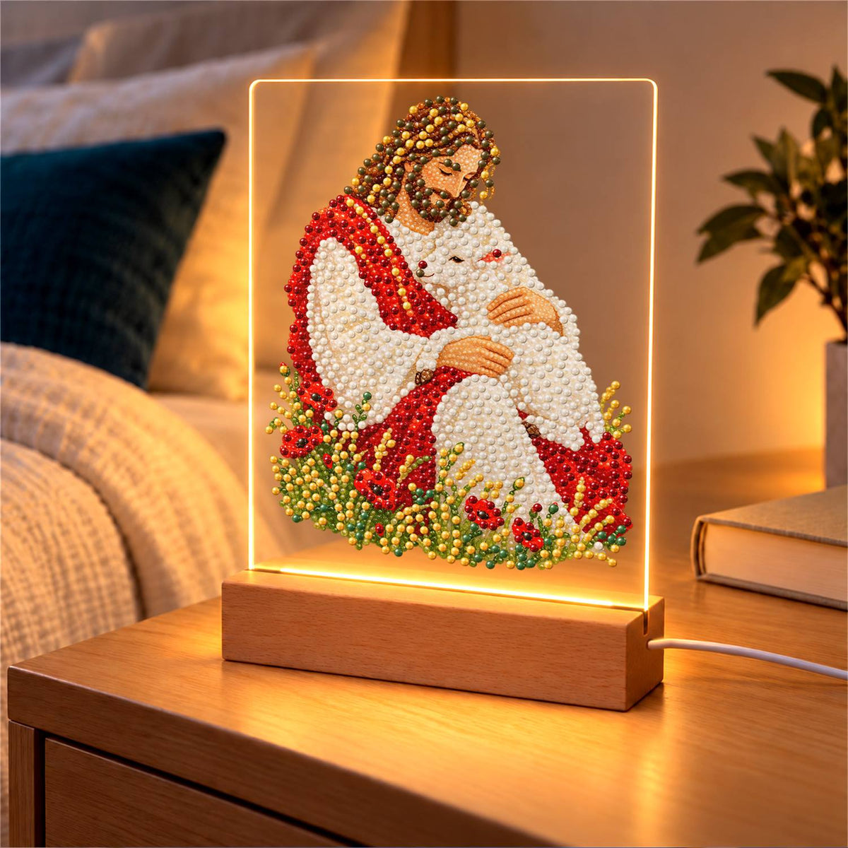 The Good Shepherd with a Lamb (Light-Up Pearl Painting)