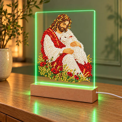 The Good Shepherd with a Lamb (Light-Up Pearl Painting)