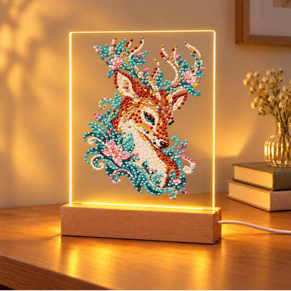 Stag with Blossom-Laced Antlers (Light-Up Pearl Painting)