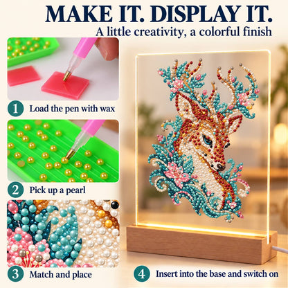 Stag with Blossom-Laced Antlers (Light-Up Pearl Painting)