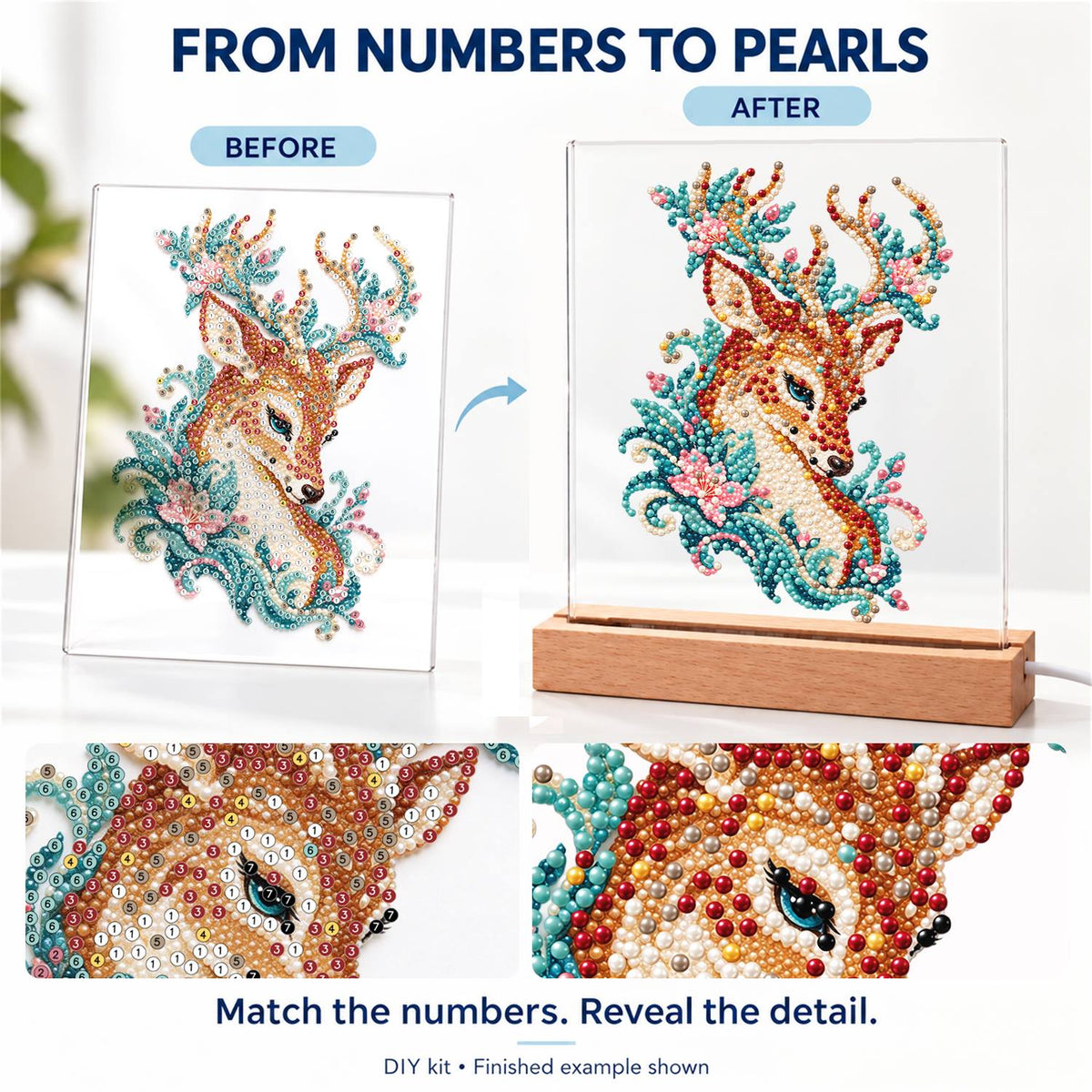 Stag with Blossom-Laced Antlers (Light-Up Pearl Painting)