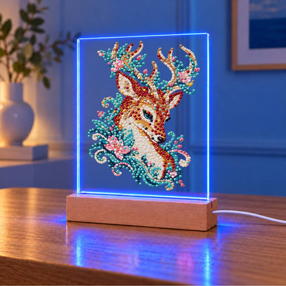 Stag with Blossom-Laced Antlers (Light-Up Pearl Painting)