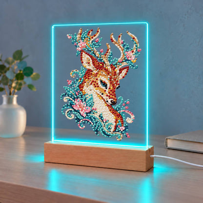Stag with Blossom-Laced Antlers (Light-Up Pearl Painting)