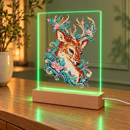 Stag with Blossom-Laced Antlers (Light-Up Pearl Painting)