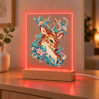 Stag with Blossom-Laced Antlers (Light-Up Pearl Painting)