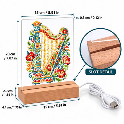 Flower-Trimmed Golden Harp (Light-Up Pearl Painting)