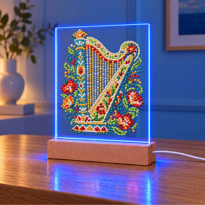Flower-Trimmed Golden Harp (Light-Up Pearl Painting)