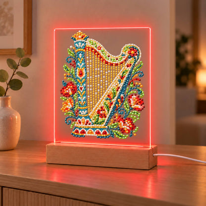 Flower-Trimmed Golden Harp (Light-Up Pearl Painting)