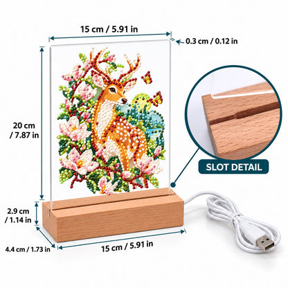 Spotted Deer in Pink Blossoms (Light-Up Pearl Painting)