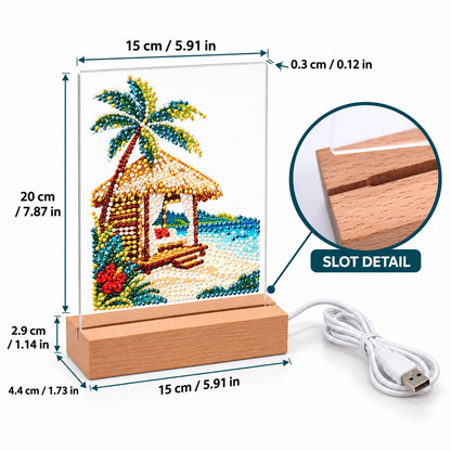 Thatched Cabana with Hibiscus (Light-Up Pearl Painting)