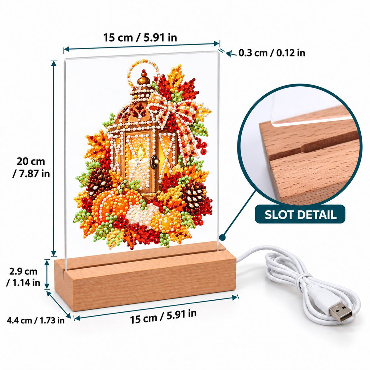 Candlelit Lantern in Fall Leaves (Light-Up Pearl Painting)