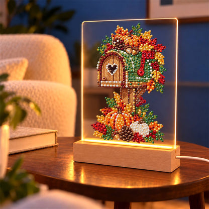 Heart Mailbox in Fall Leaves (Light-Up Pearl Painting)