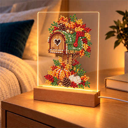 Heart Mailbox in Fall Leaves (Light-Up Pearl Painting)
