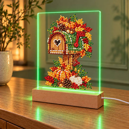 Heart Mailbox in Fall Leaves (Light-Up Pearl Painting)