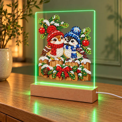 Winter Birds in Knit Bobble Hats (Light-Up Pearl Painting)